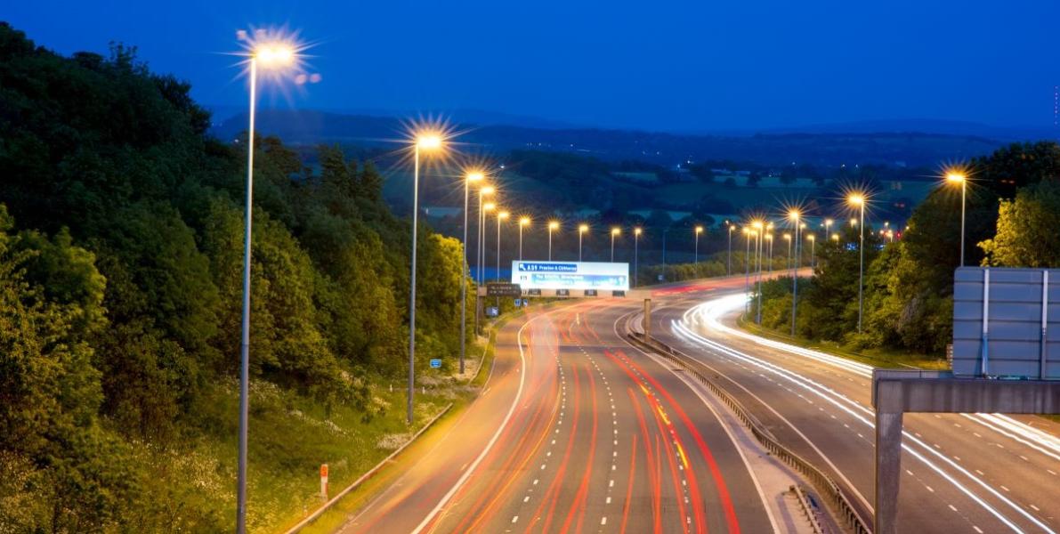 Motorway with Preston sign Motorway with Preston sign
